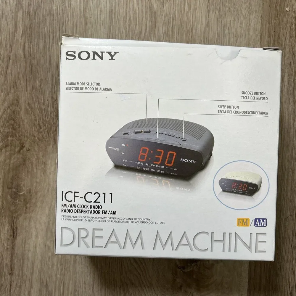 Sony Dream Machine ICF-C211 FM AM Clock Radio Alarm Black VTG Bedside Open Box